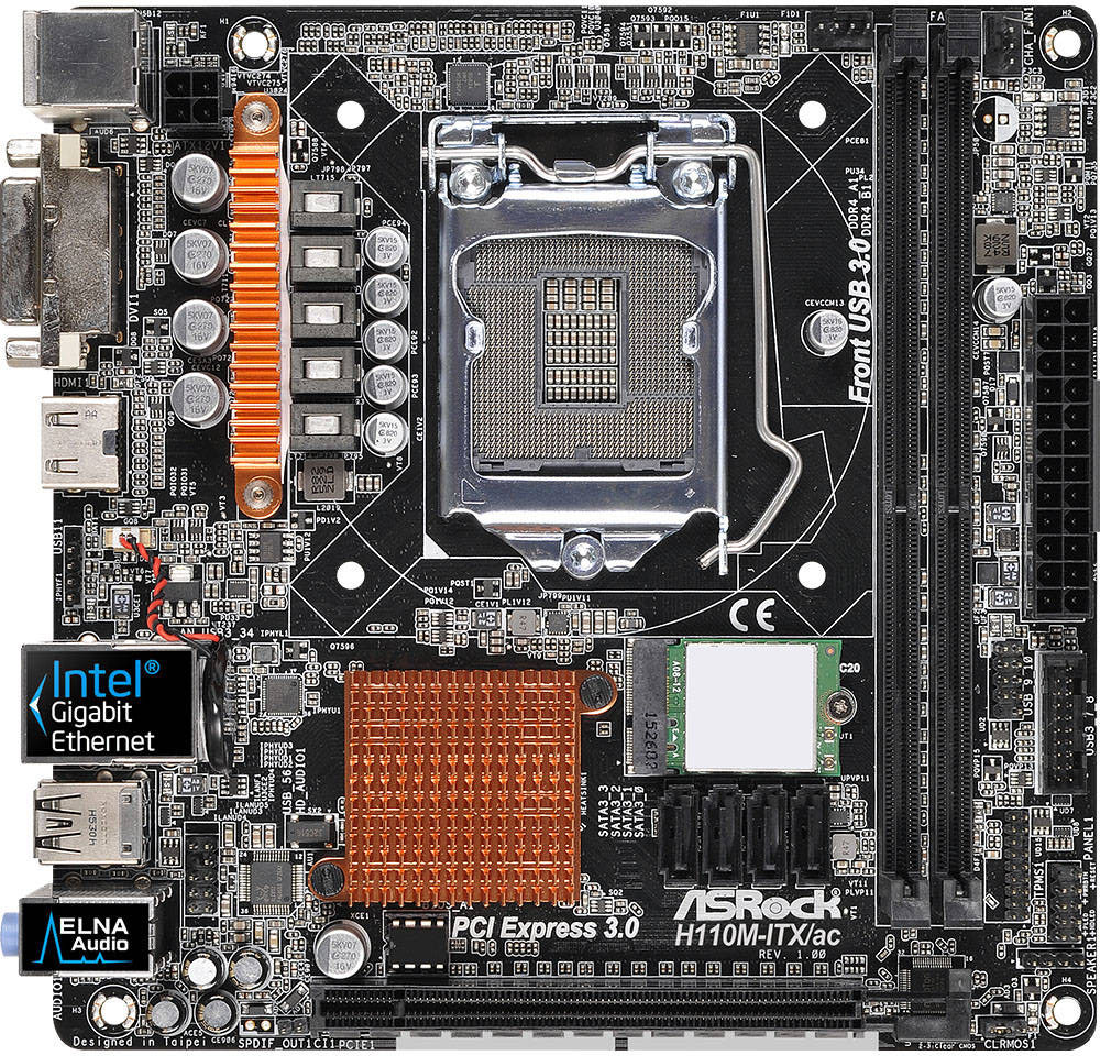 Asrock H110M-ITX/ac - Motherboard Specifications On