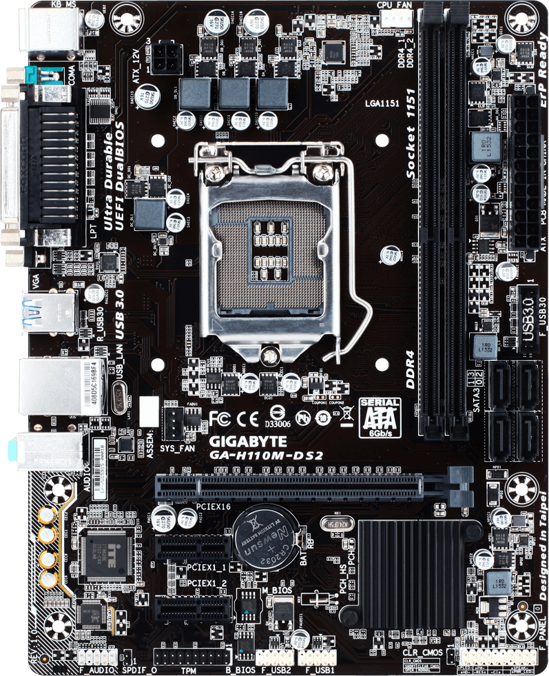 Gigabyte GA-H110M-DS2 - Motherboard Specifications On MotherboardDB